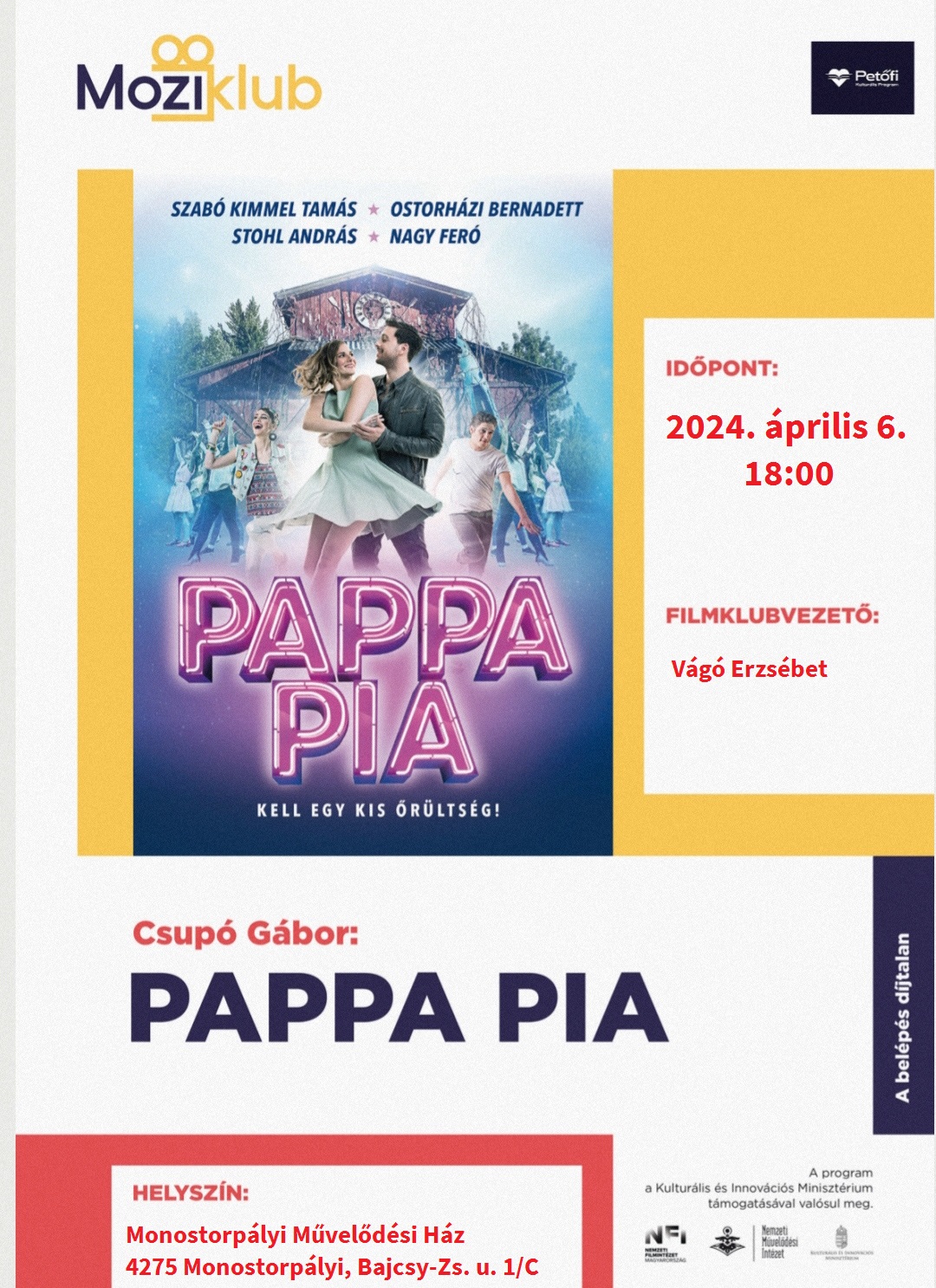 Moziklub- Pappa Pia című film vetítése